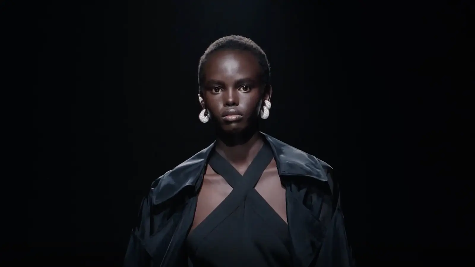 Model wearing Messika earpieces