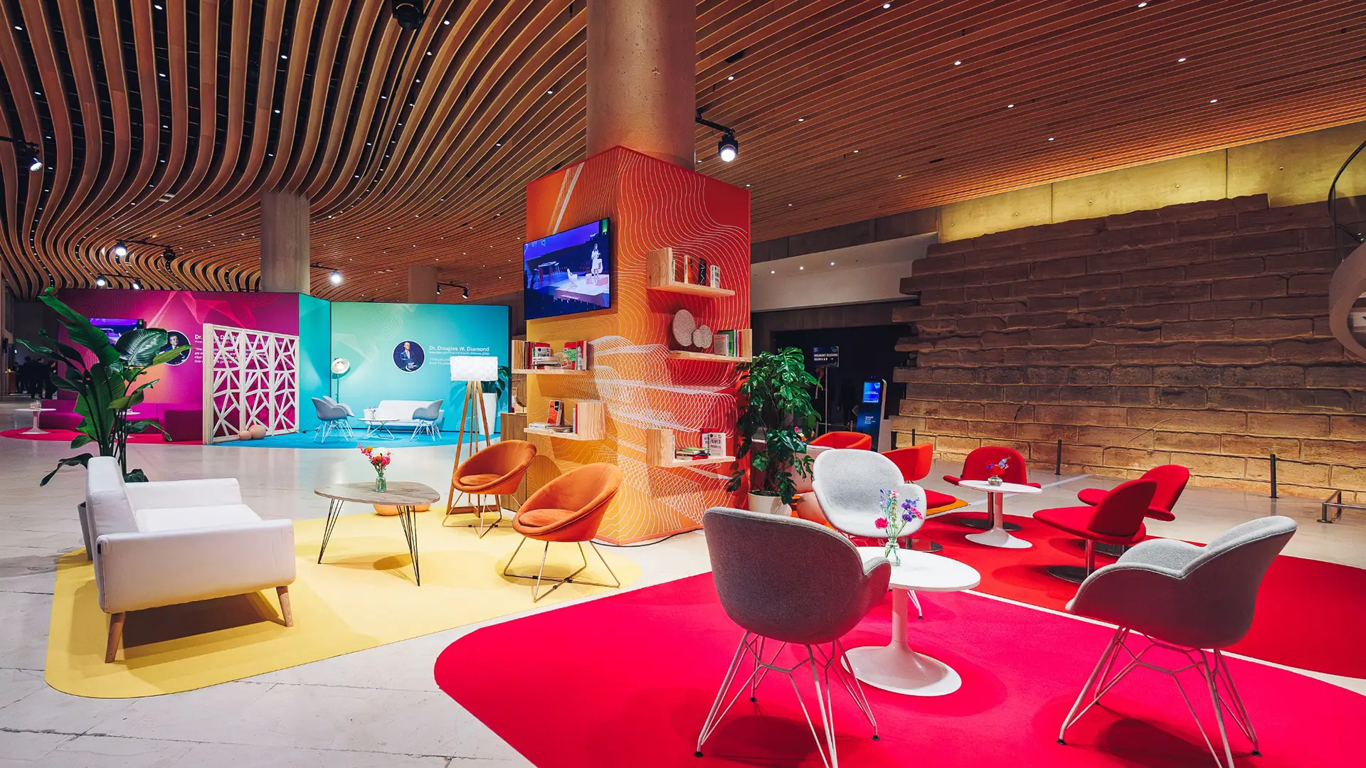 Bright and colorful design in the networking area