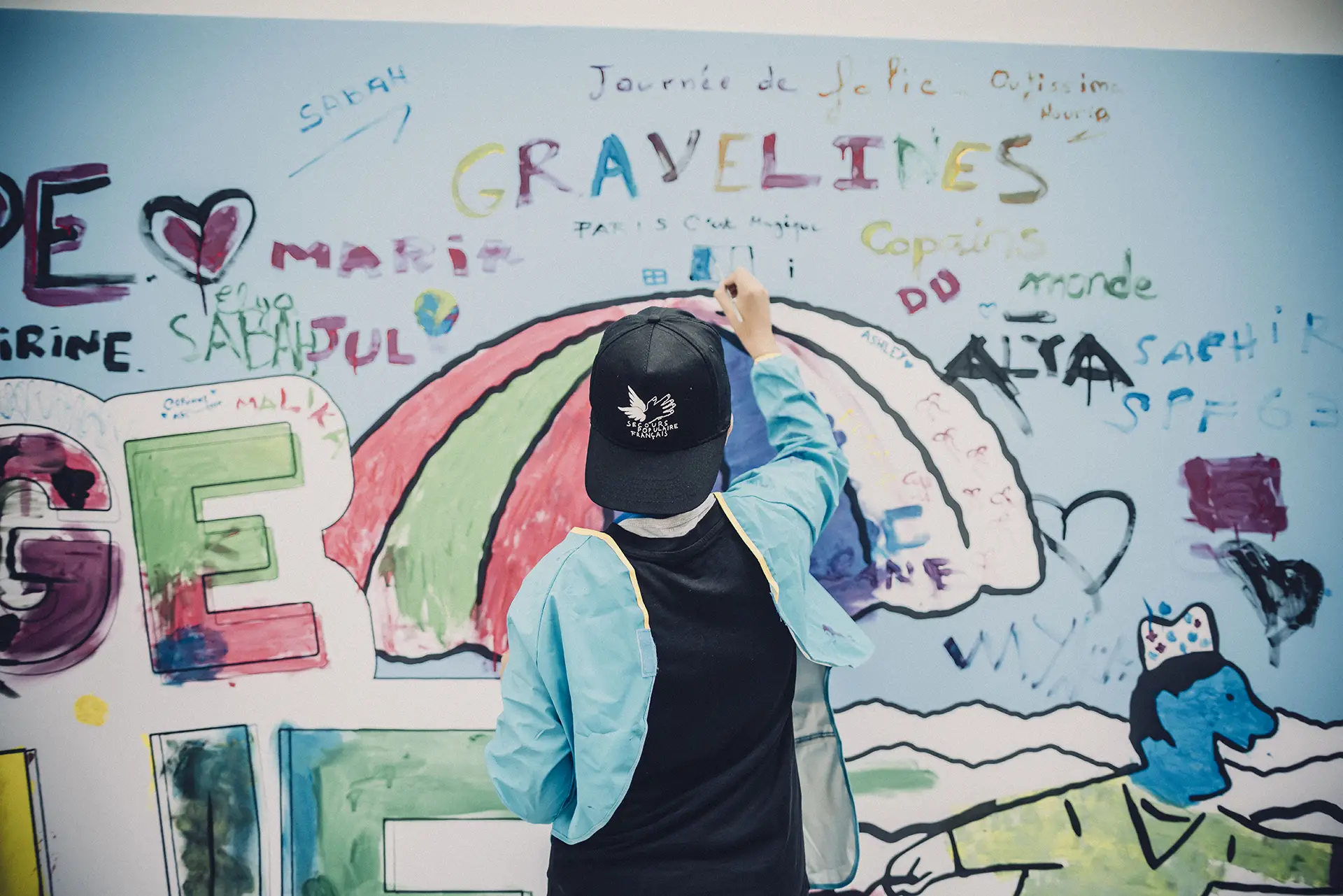 Giant mural for children to draw and paint during the day