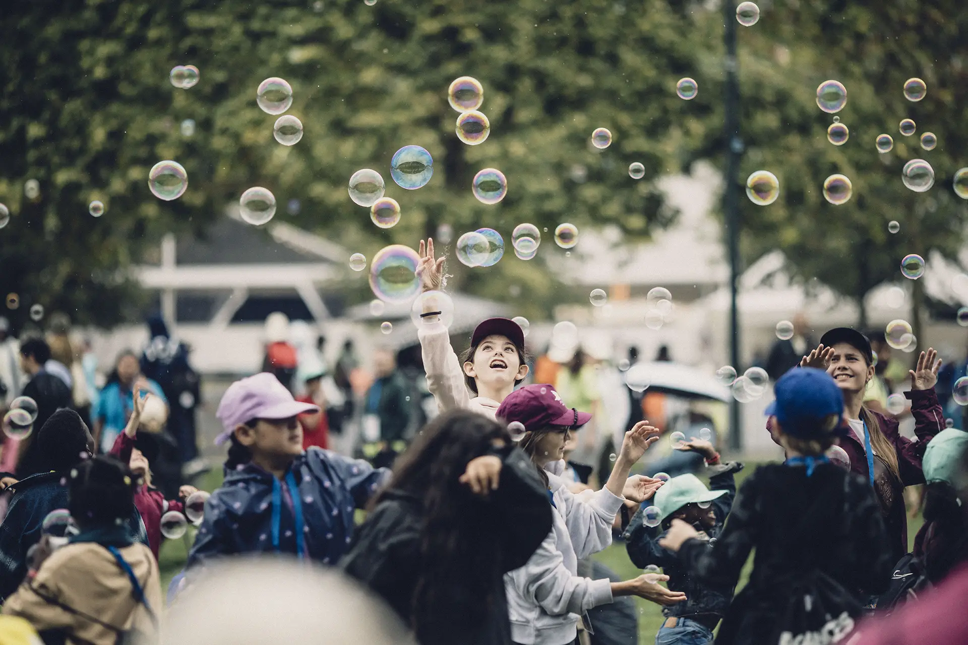 Watersports and playful activities with bubbles